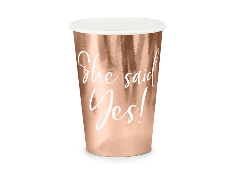 Becher She said yes!, roségold, 220ml (1 VPE / 6 Stk.) - FeierGlanz